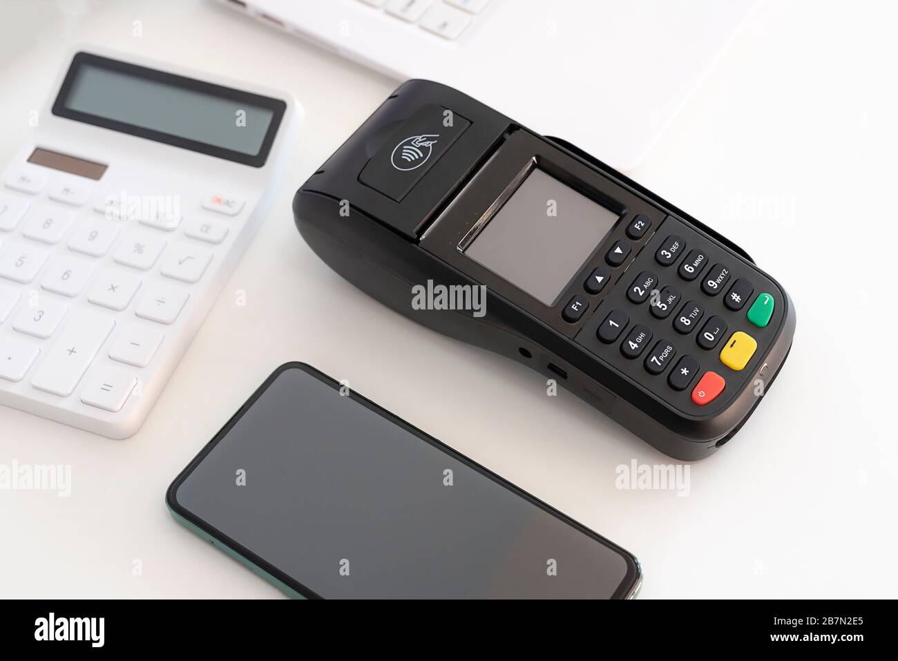 Cell phones and POS machines in the Office Stock Photo Alamy