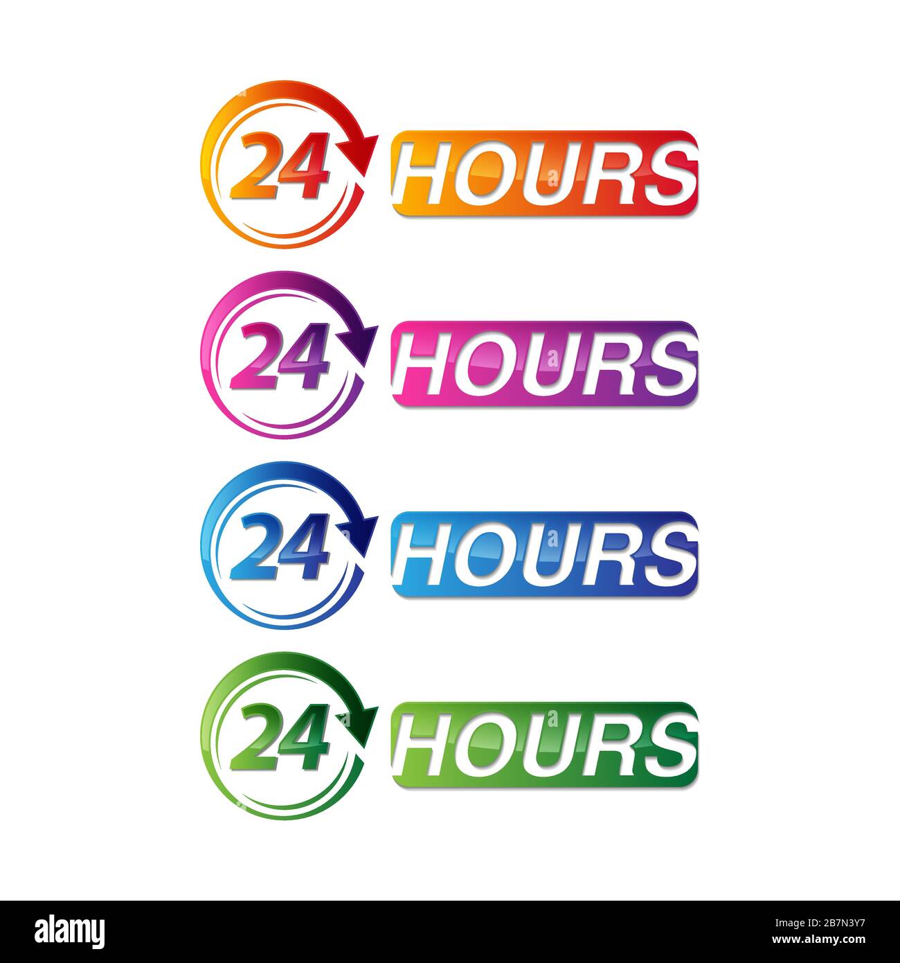 Open around the clock serving clock arrow sign Stock Vector Image & Art