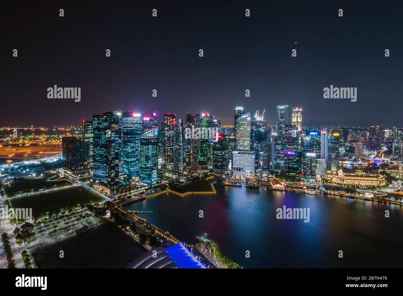 Singapore Skyline by Night Stock Photo