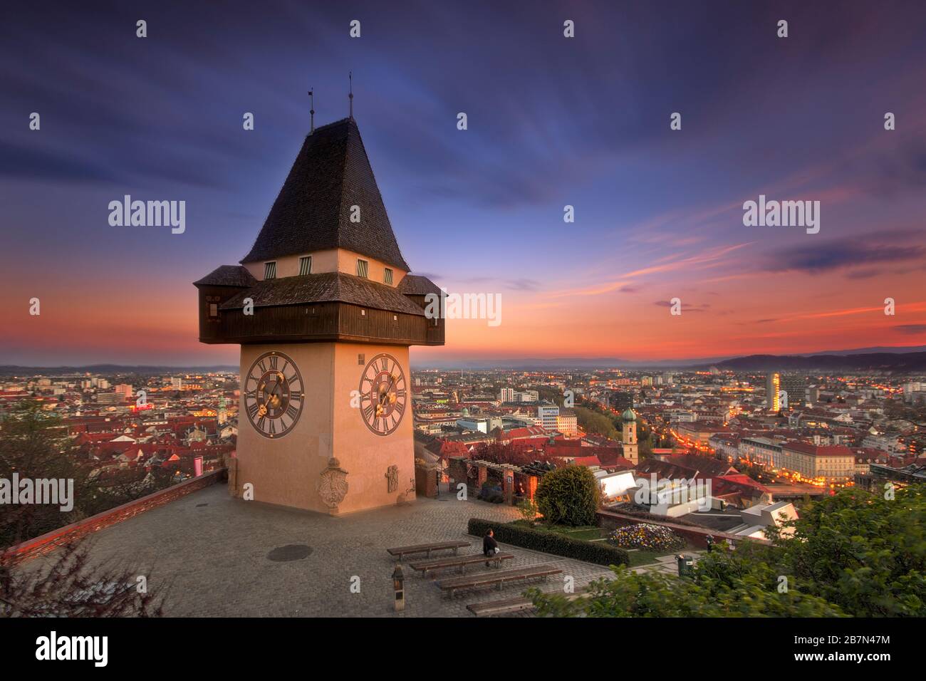 Clocktower Graz Stock Photo
