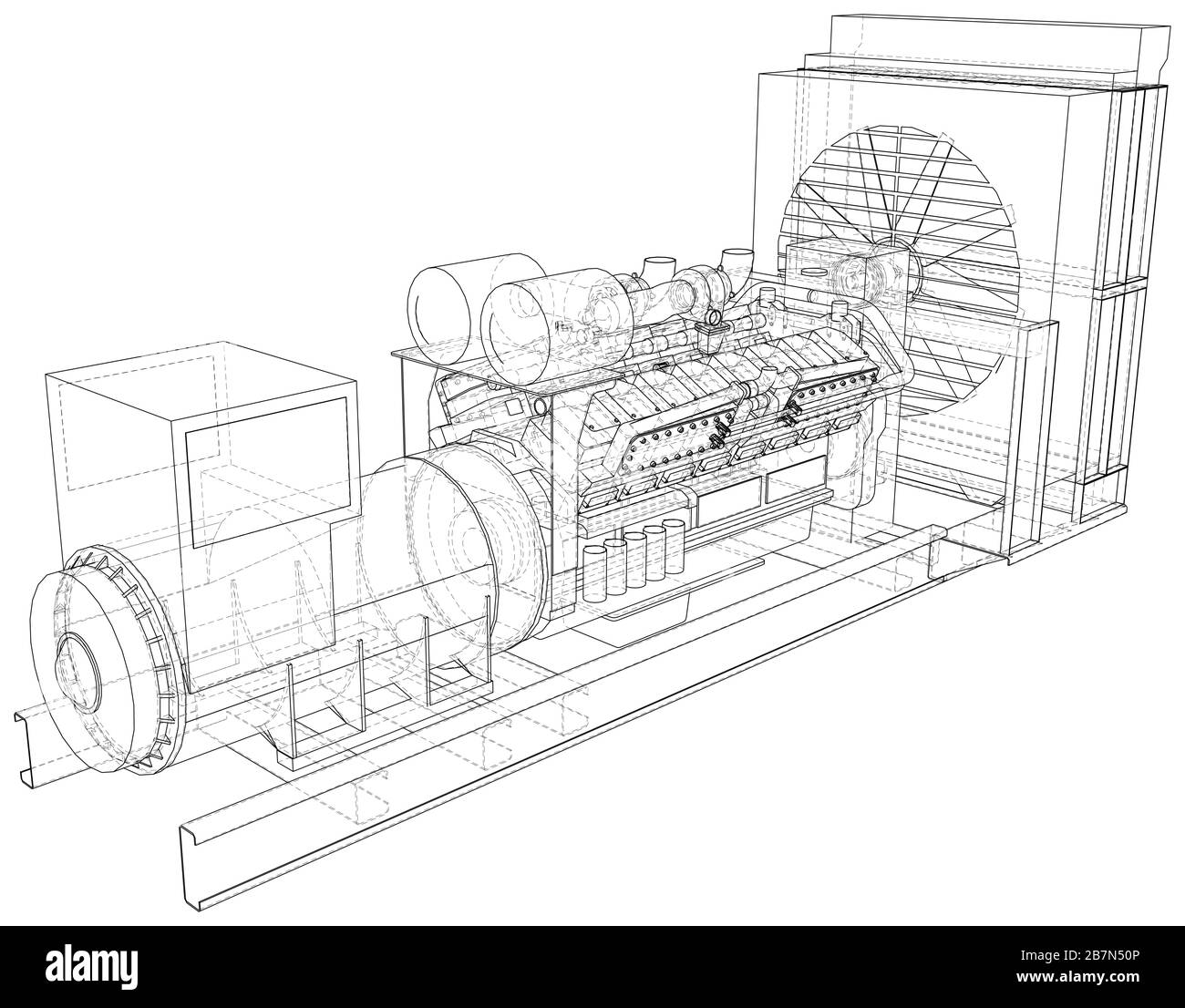 Generator. Diesel and gas industrial electric generator. The layers of