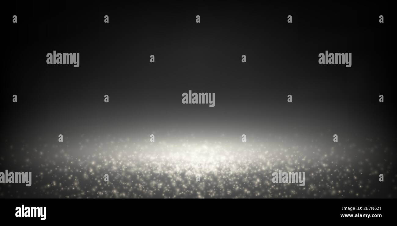 falling glittering dust spotlight, luxury blurred lights bokeh. vector Stock Vector