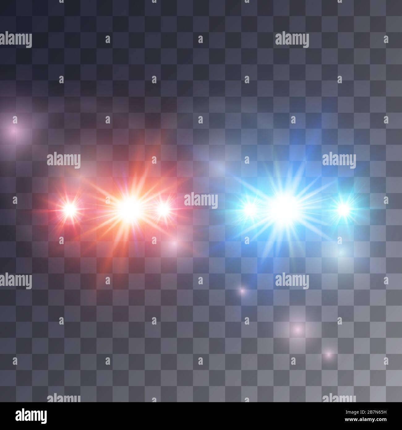 Lights siren effect isolated on dark background, vector illustration Stock Vector