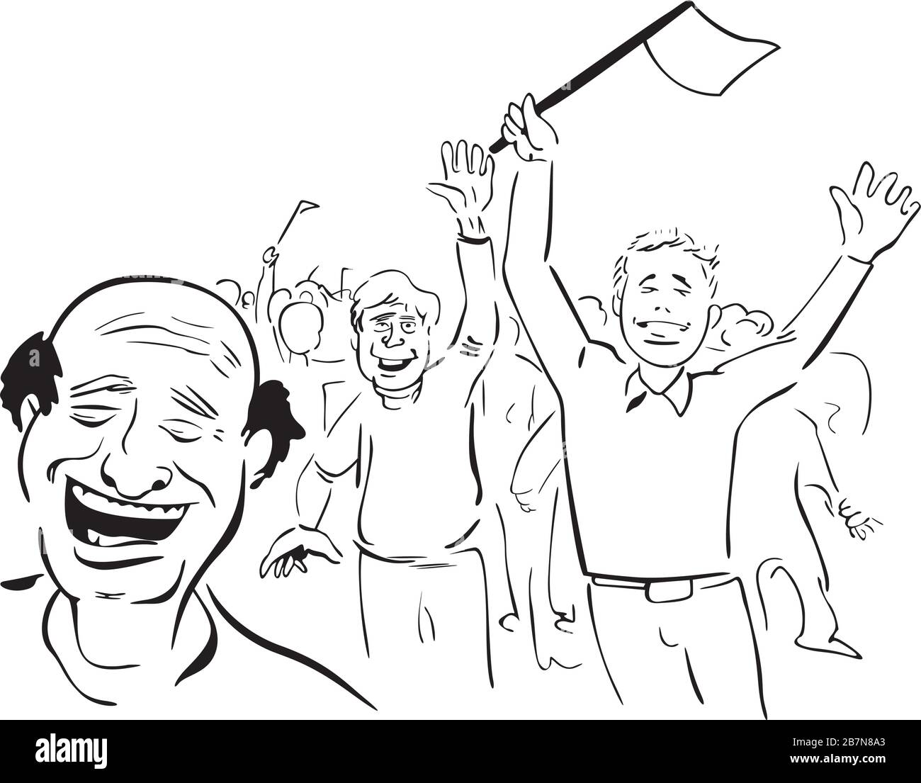marching happy crowd Stock Vector