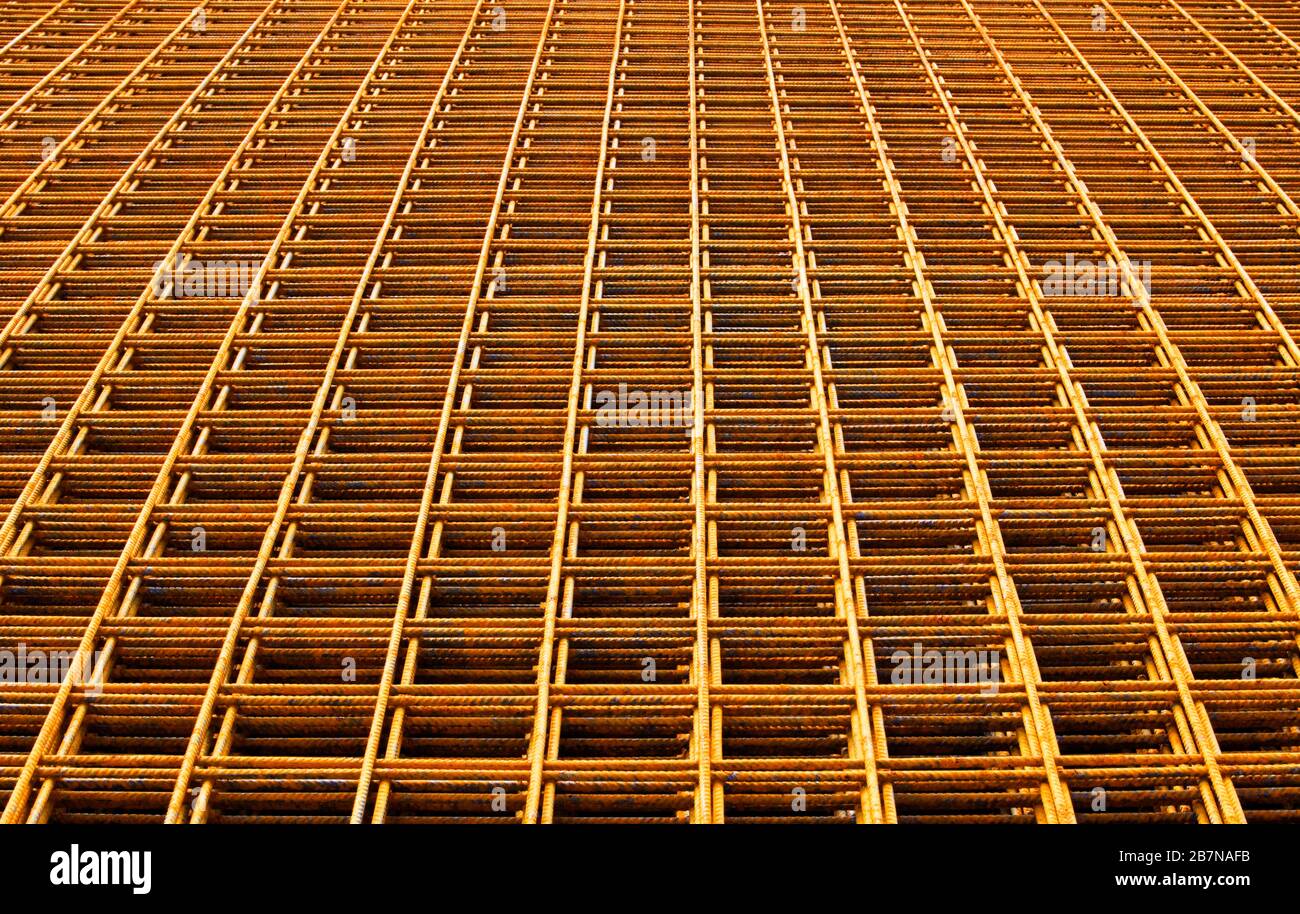 Building material, steel construction, structural steel mesh, Austria Stock Photo