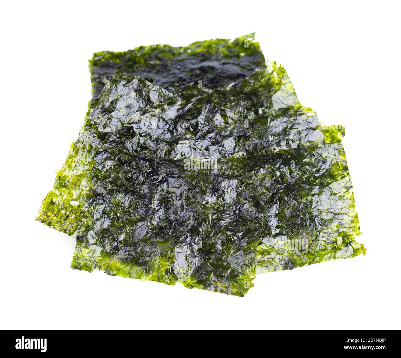 Crispy nori seaweed isolated on white background. Japanese food nori