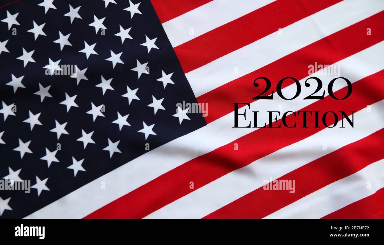 2020 Election phrase on an American flag with room for additional text Stock Photo