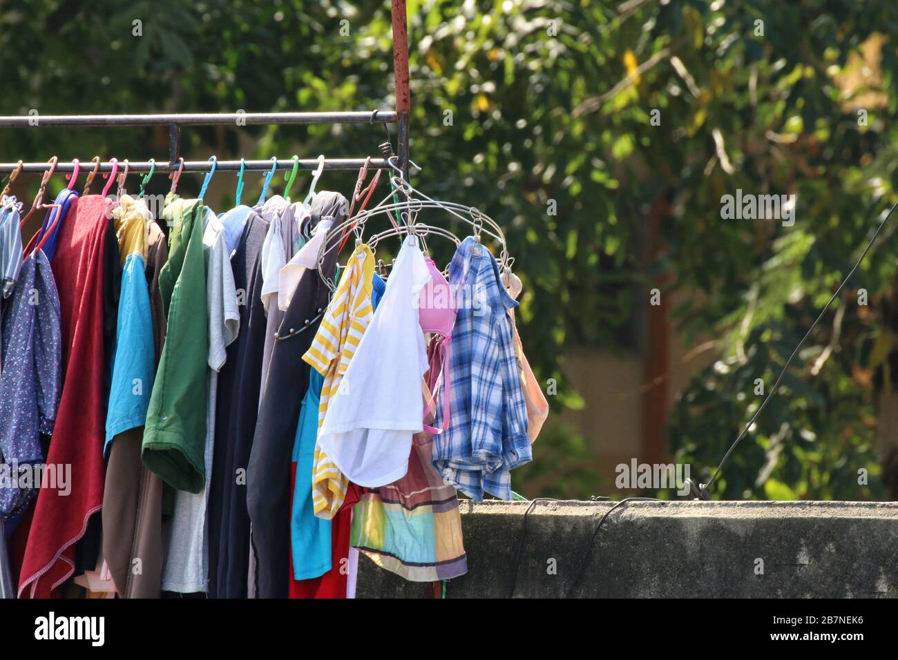 Clothes line, outdoor sunlight outdoors, hang clothes launch day
