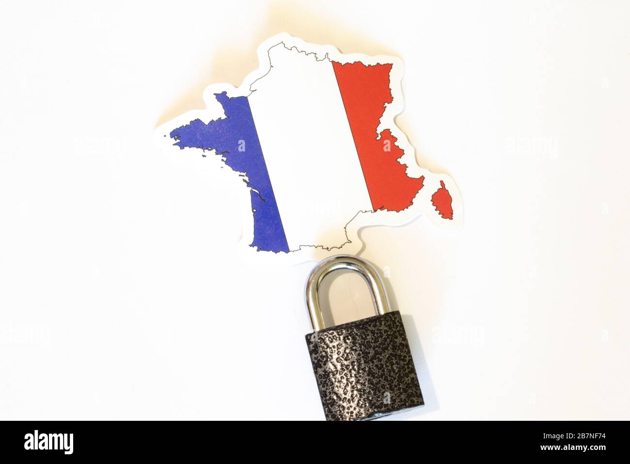 France national flag with outline on a white background with a closed