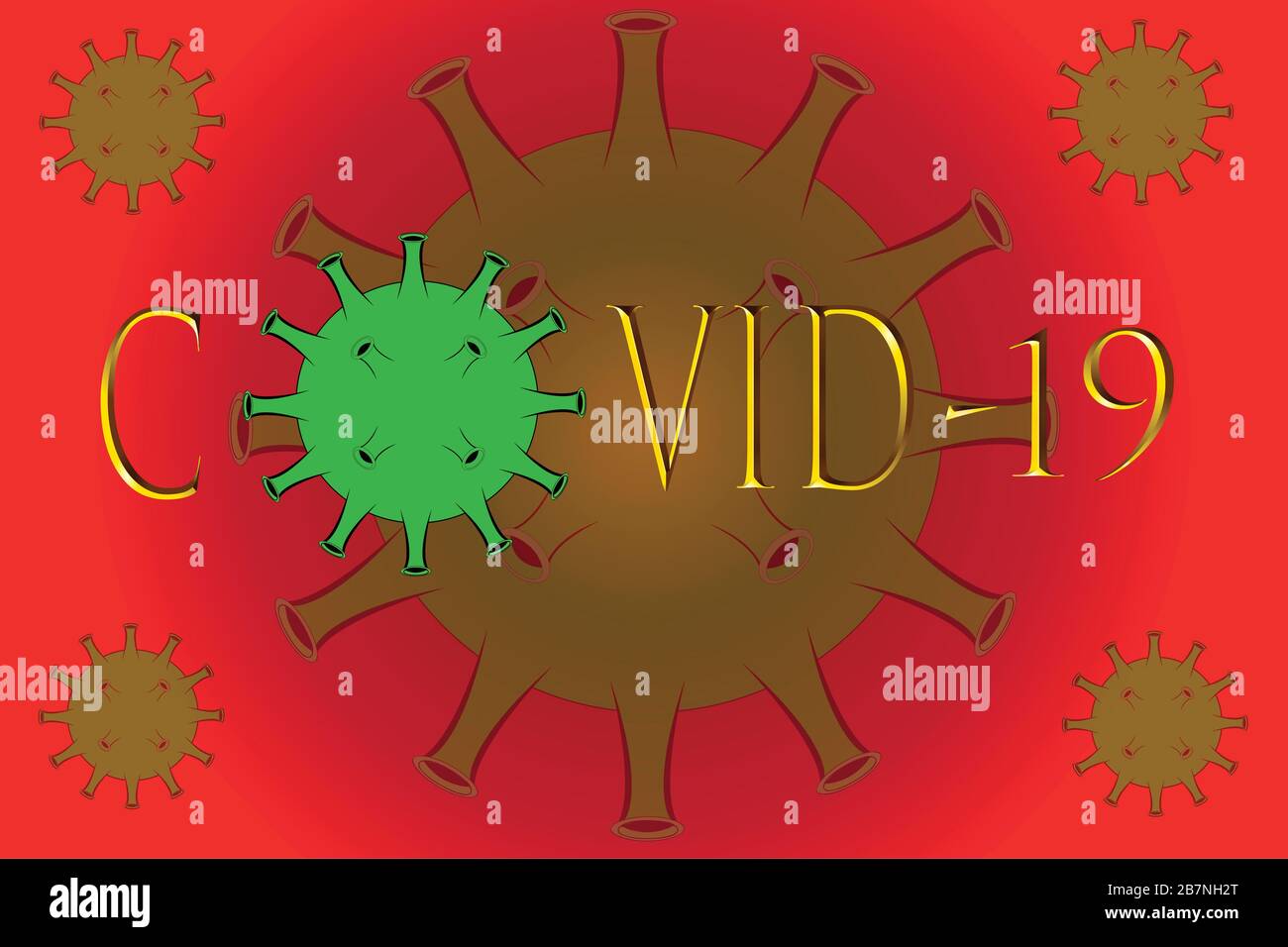 Illustration of a virus corona with a caption and layout Stock Photo
