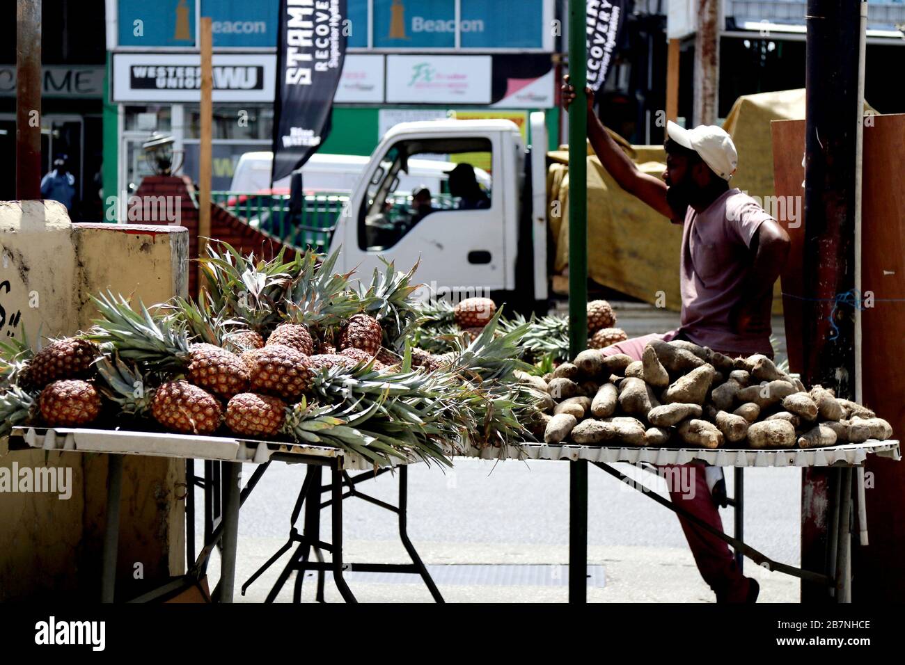 Tropical Fruits and Vegetables For Sale, Trinidad and Tobago, W.I Stock