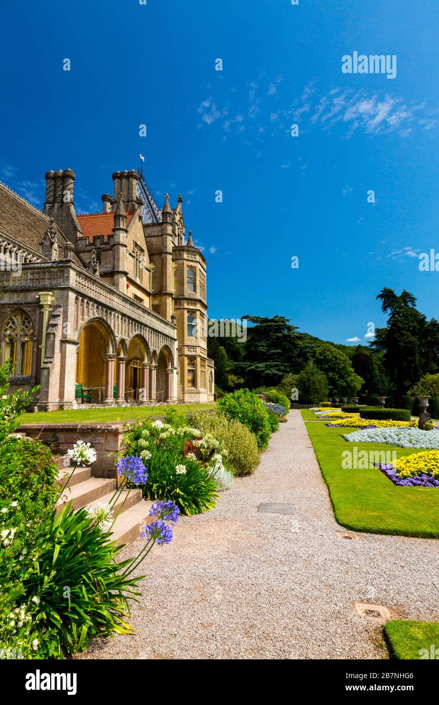 A colourful display of summer bedding plants in the formal gardens outside Tyntesfield House, nr Wraxall, North Somerset, England, UK Stock Photo