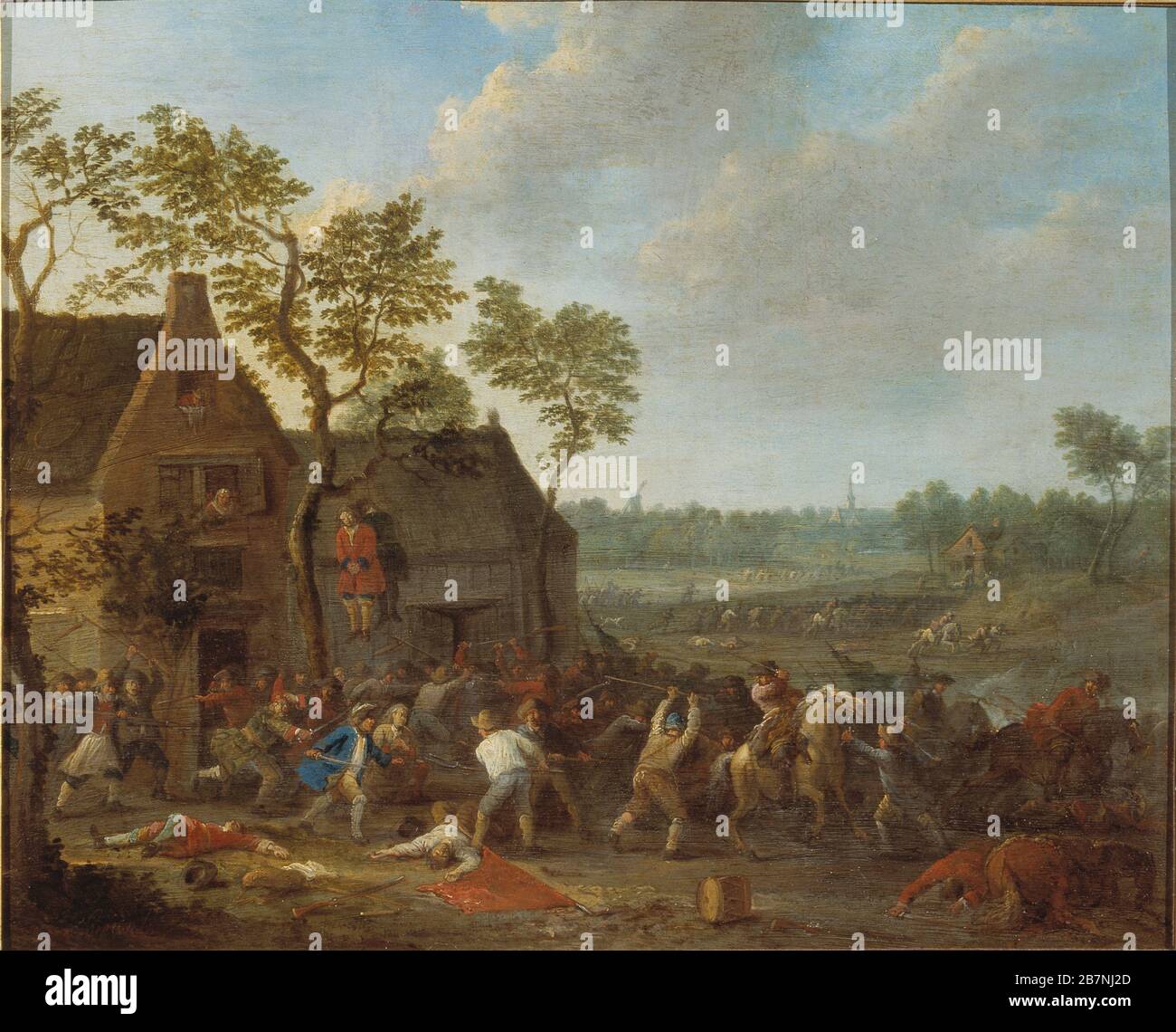 Farm Robbery, c. 1710. Found in the Collection of Museum Mayer van den Bergh, Antwerp. Stock Photo