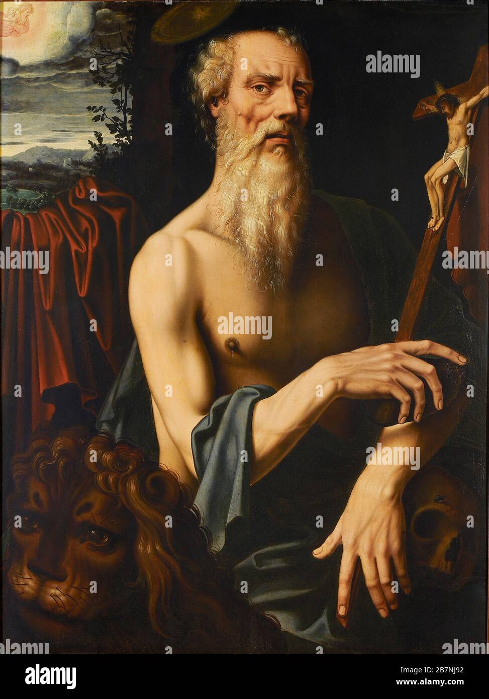 Saint Jerome, First Half of 16th cen.. Found in the Collection of Museum Mayer van den Bergh, Antwerp. Stock Photo