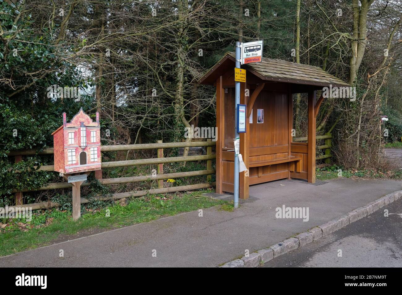 bus stop in woodhouse leicestershire Stock Photo