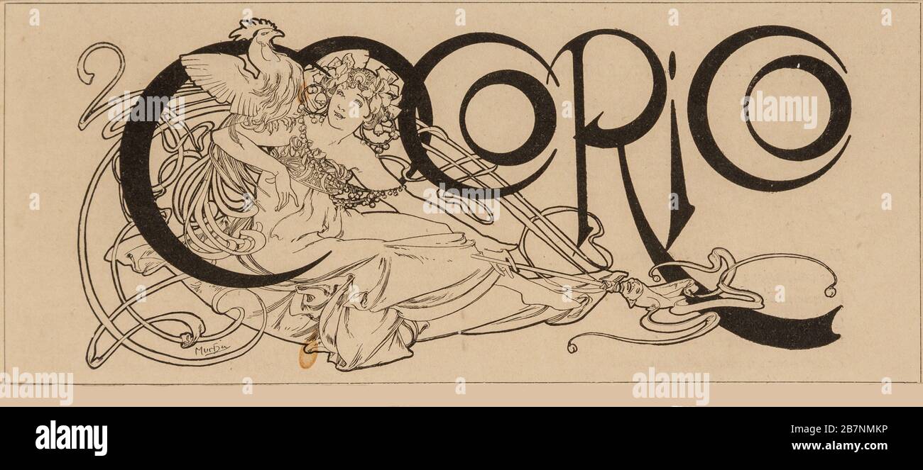 Cocorico magazine title , 1898. Private Collection. Stock Photo
