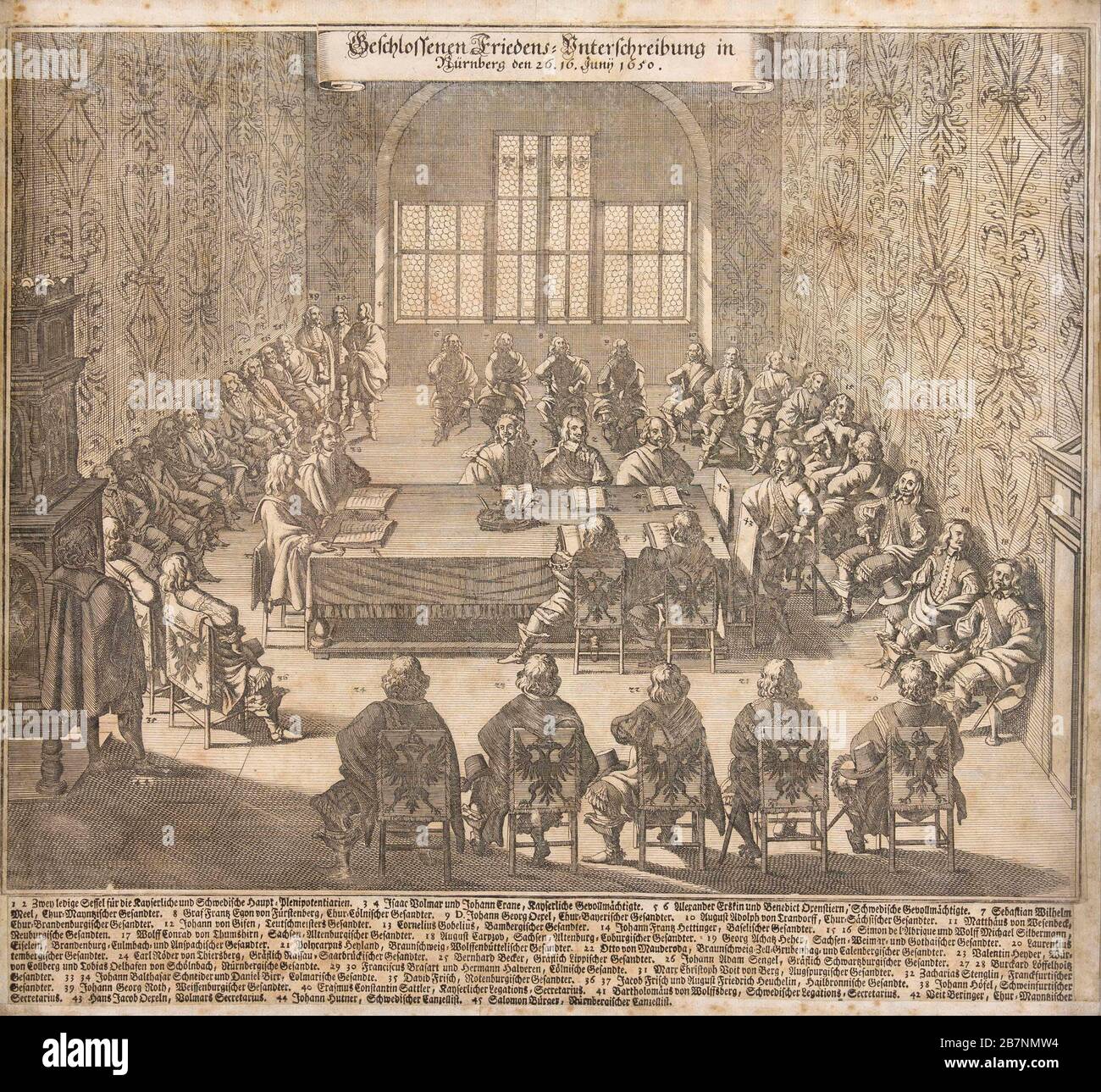 The ratification of the Peace of Westphalia in Nuremberg on June 26, 1650, 1650. Private Collection. Stock Photo