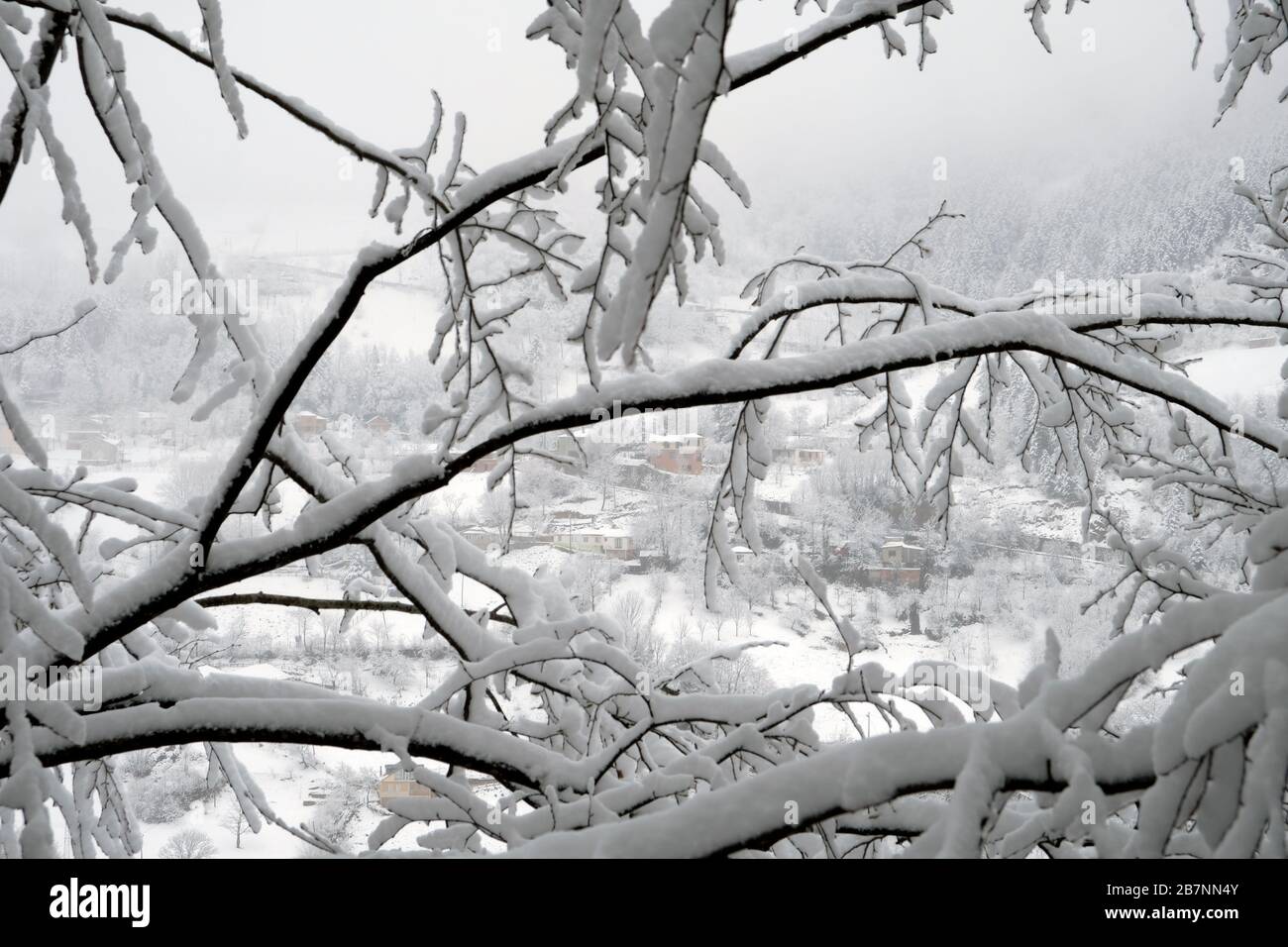 Snow views from the Black Sea in March Stock Photo
