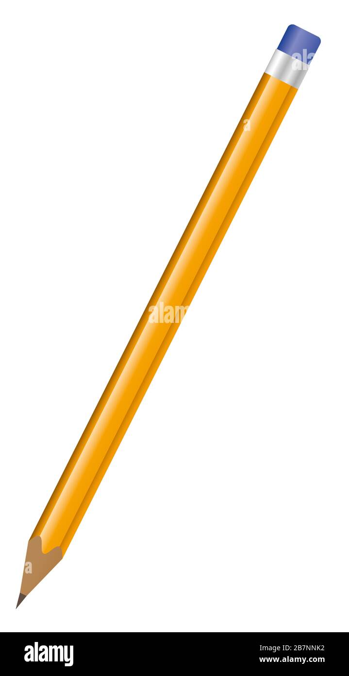 Yellow pencil with blue rubber isolated on white Stock Photo