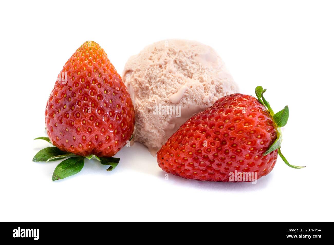 Strawberry ice cream isolated on white background Stock Photo - Alamy