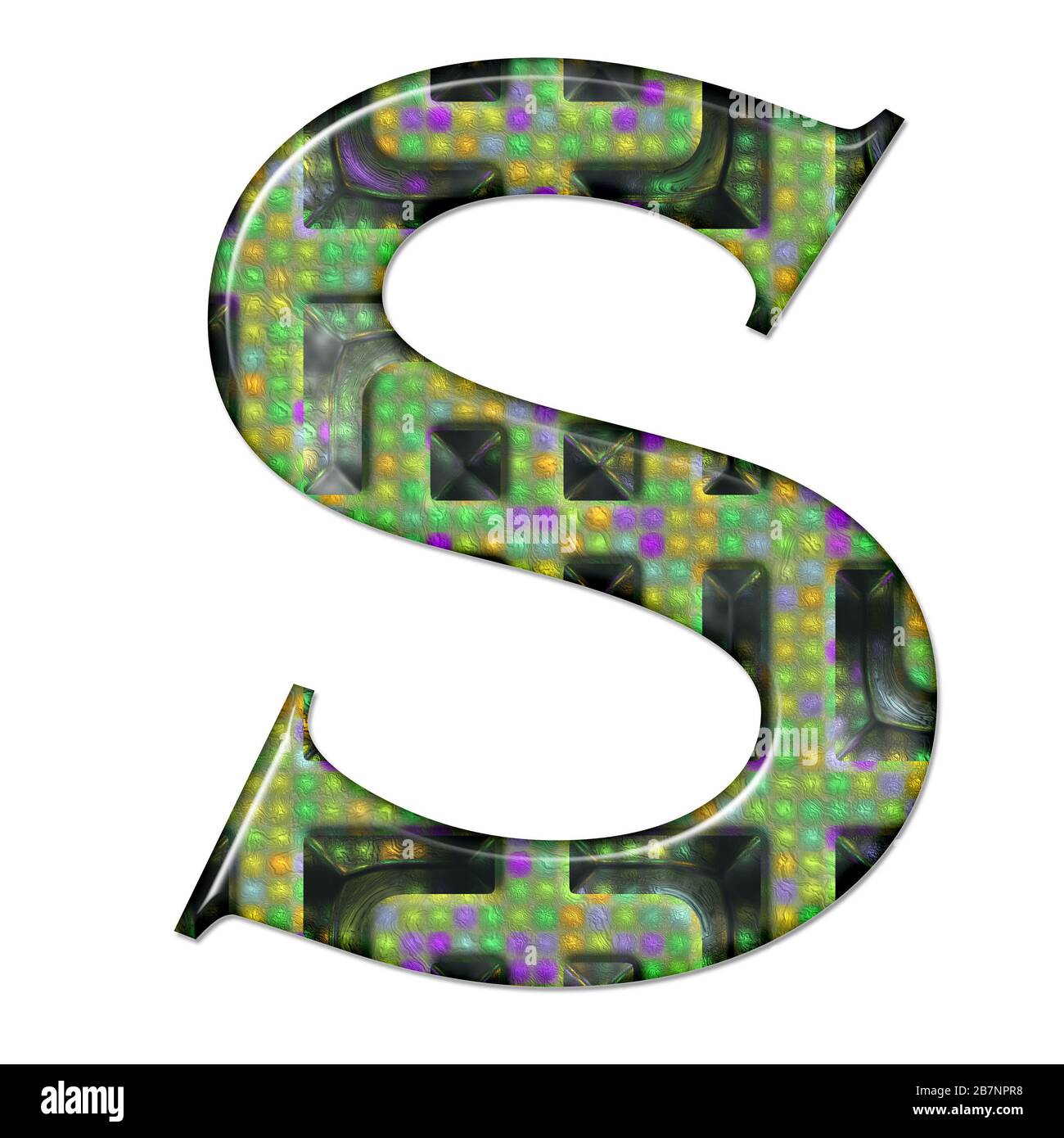 3D render of composite material pattern and texture alphabet capital ...