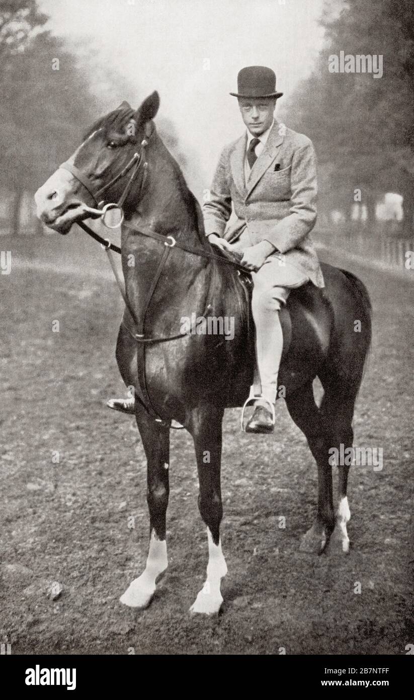 Prince Edward, future Edward VIII, later Duke of Windsor, 1894 –  1972.   From H.R.H. A Character Study of the Prince of Wales, published 1928. Stock Photo