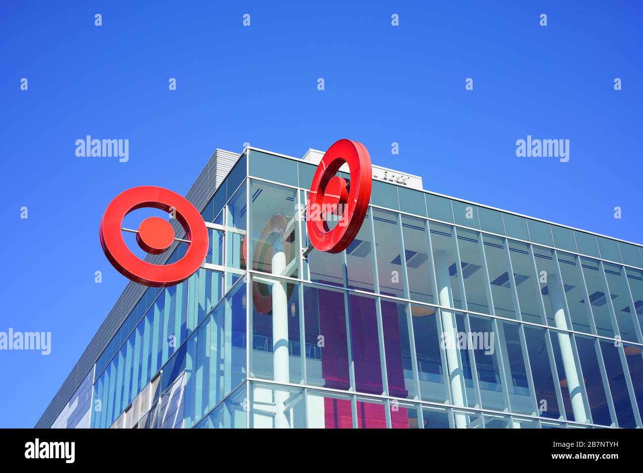 FAIRFAX, VA 23 FEB 2020 View of the red logo of retail giant Target outside a Target store in