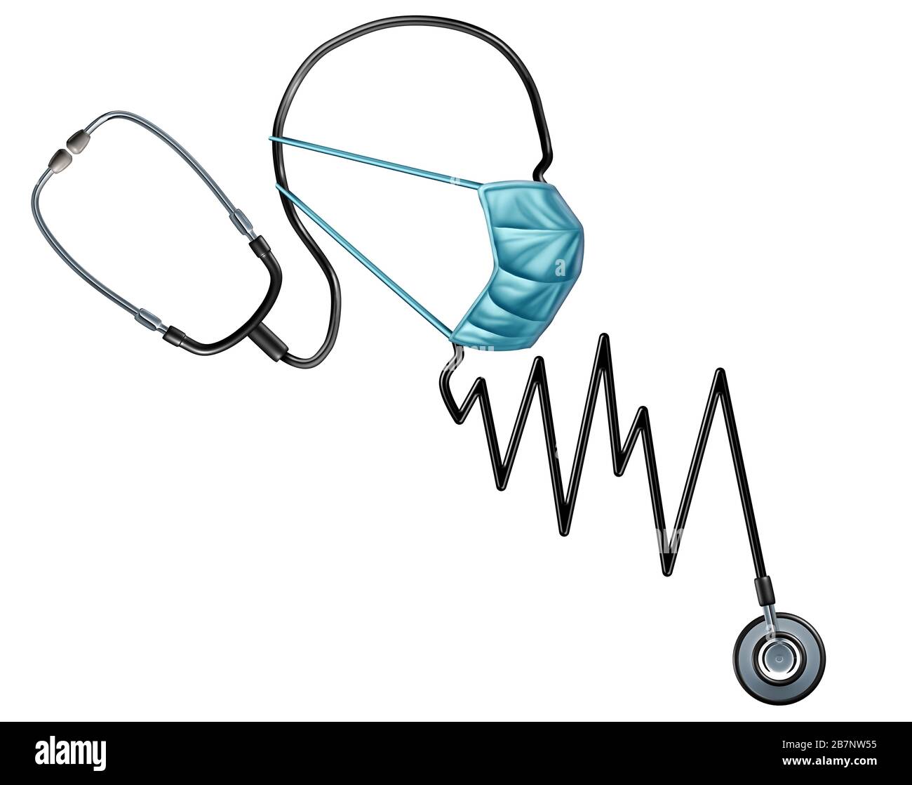 Health and financial decline as a deadly virus as a healthcare public risk and coronavirus disease and flu outbreak affecting the economy. Stock Photo