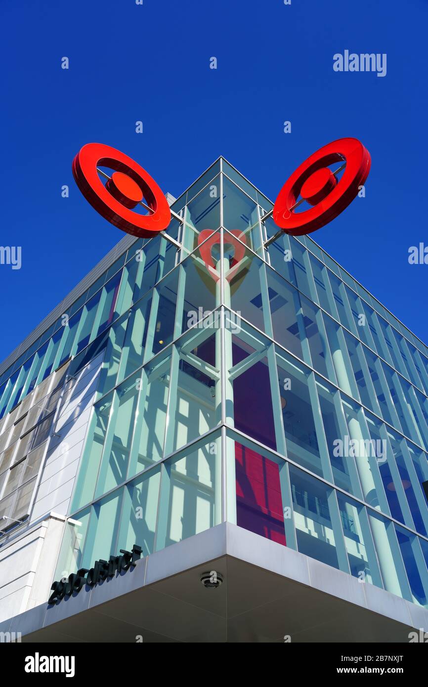FAIRFAX, VA 23 FEB 2020 View of the red logo of retail giant Target outside a Target store in