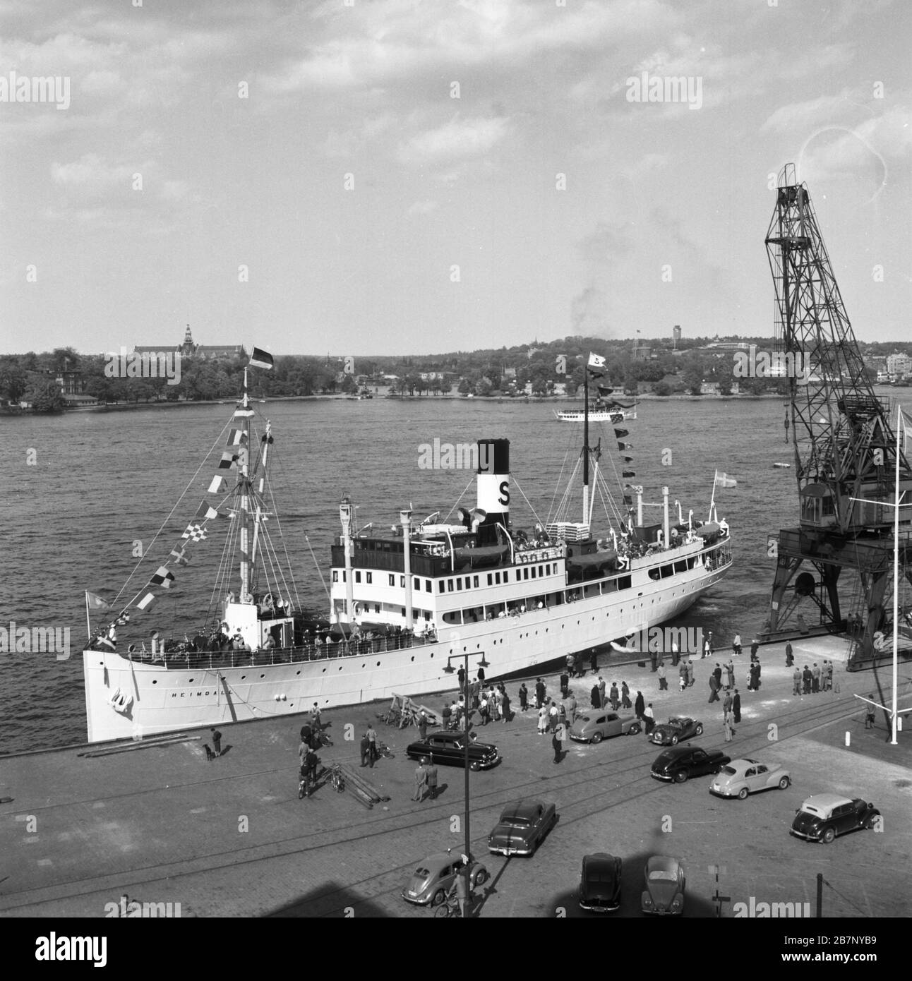 Sveabolaget's Heimdal at Skeppsbron, Stockholm, Sweden, 1954. Stock Photo