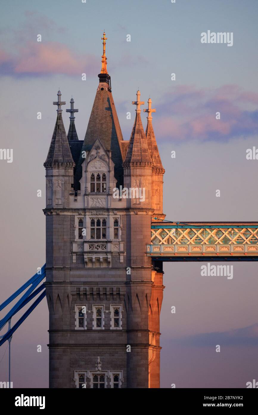 Vertical shot of Tower Bridge St the UK Stock Photo