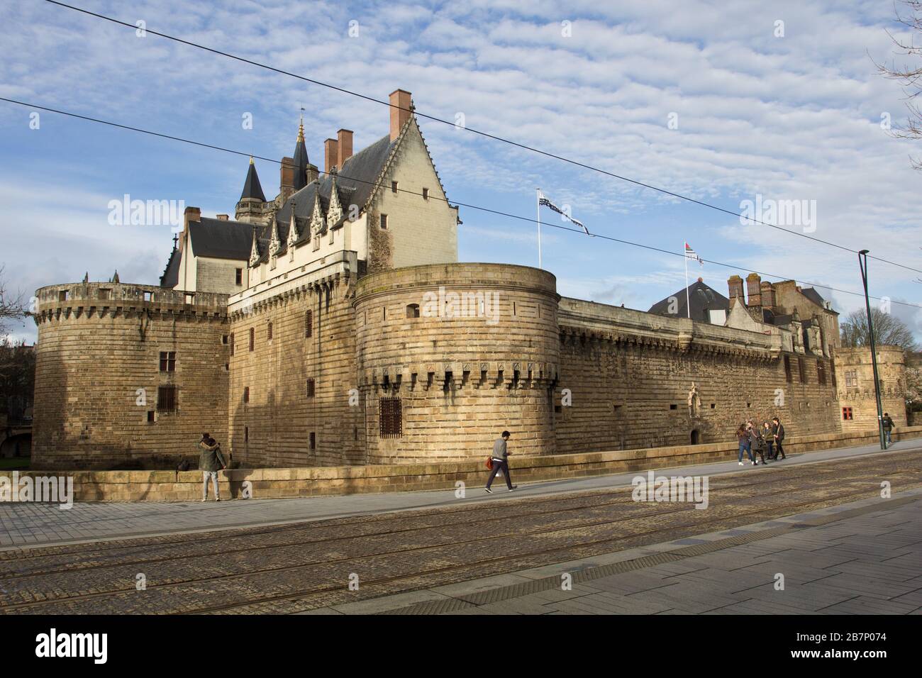 Castle of the Dukes of Brittany (Château des ducs de Bretagne), Nantes,  Pays de la Loire, France (1466 AD) Stock Photo