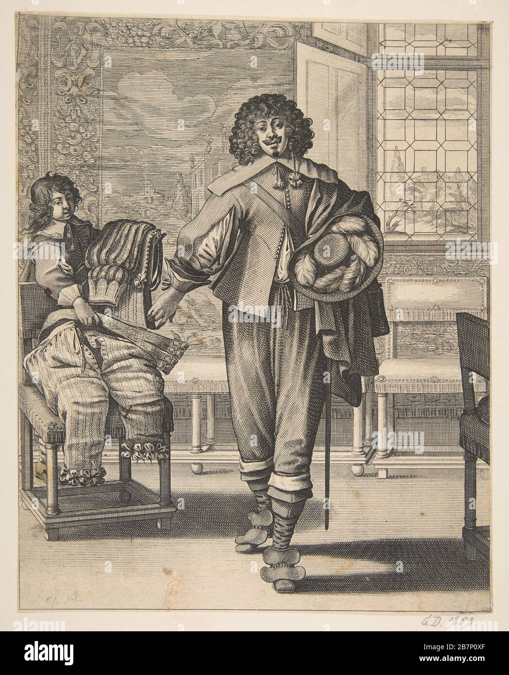 Courtier Following Edict Against Superfluity in Dress (Le Courtisan suivant le dernier &#xe9;dit), mid-17th century. Stock Photo