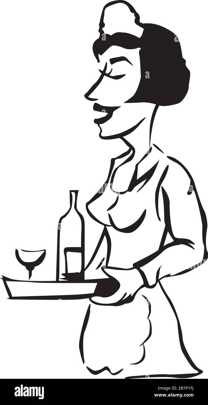 waitress in a restaurant Stock Vector