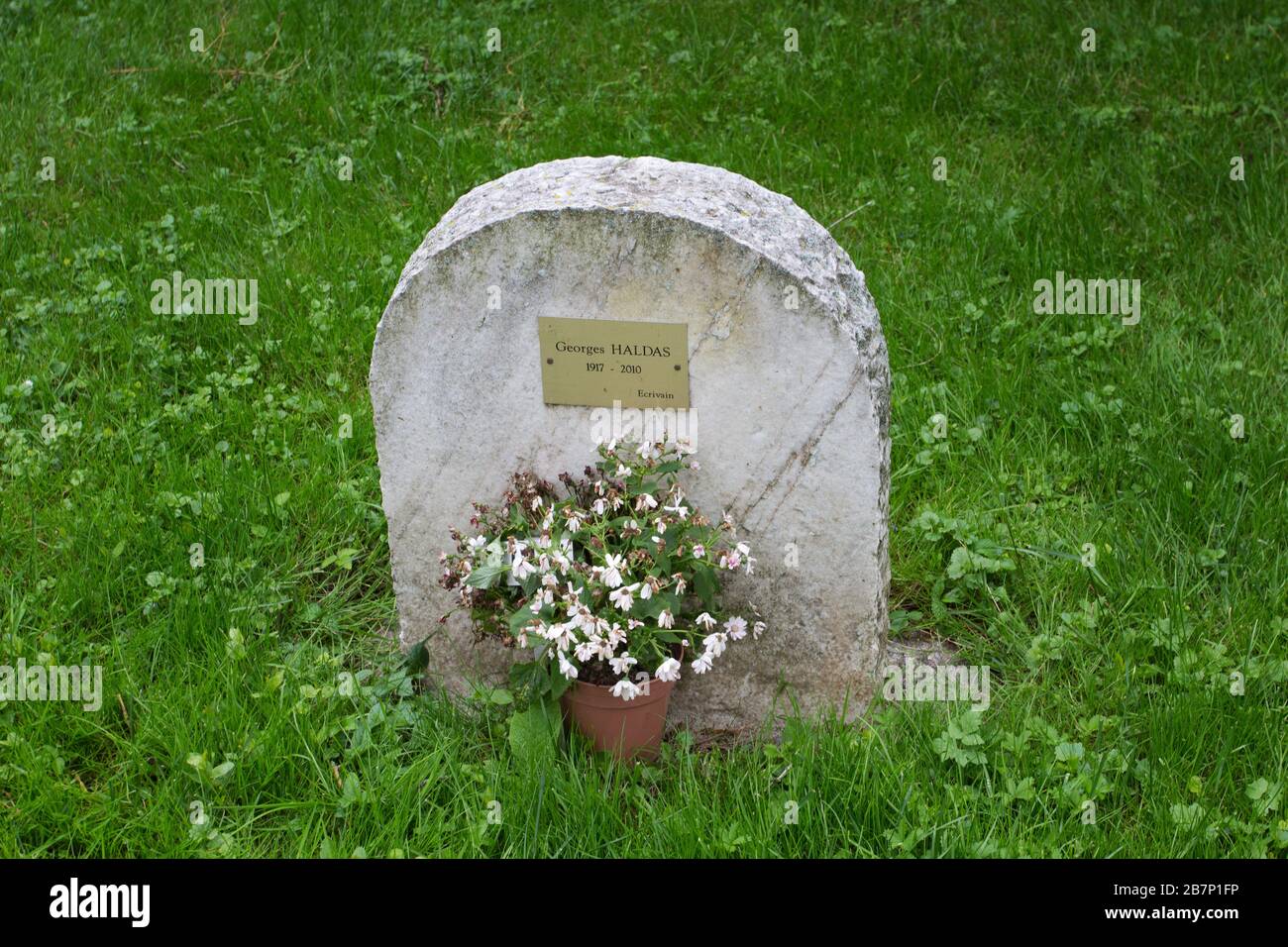Grave of Georges Haldas - Kings Cemetery (Cimetière des Rois), Geneva Stock Photo