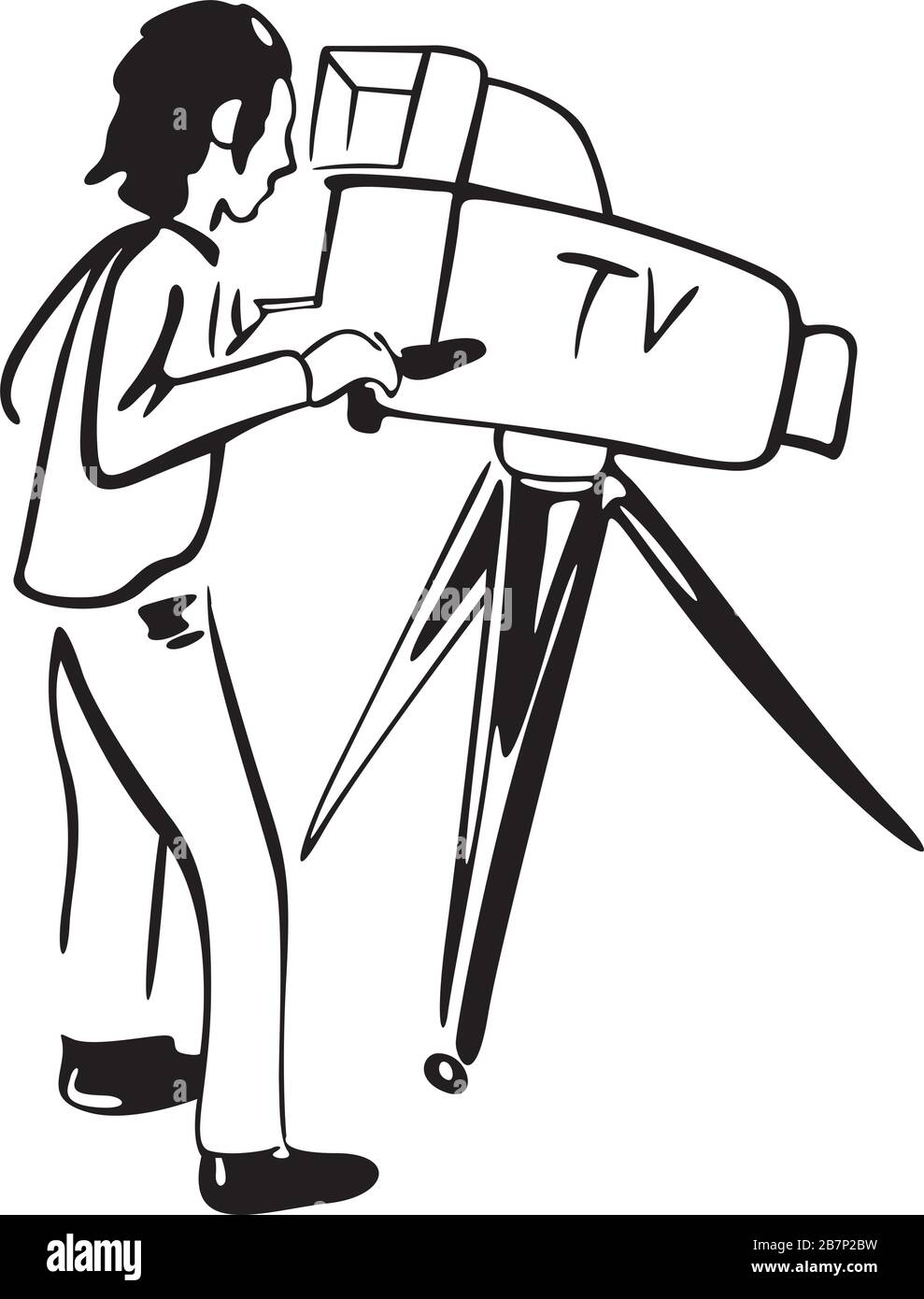 television camera operator Stock Vector
