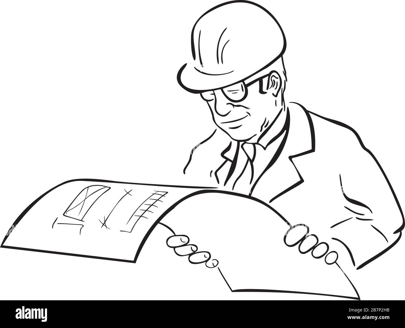 Cartoon engineer vector vectors Black and White Stock Photos & Images