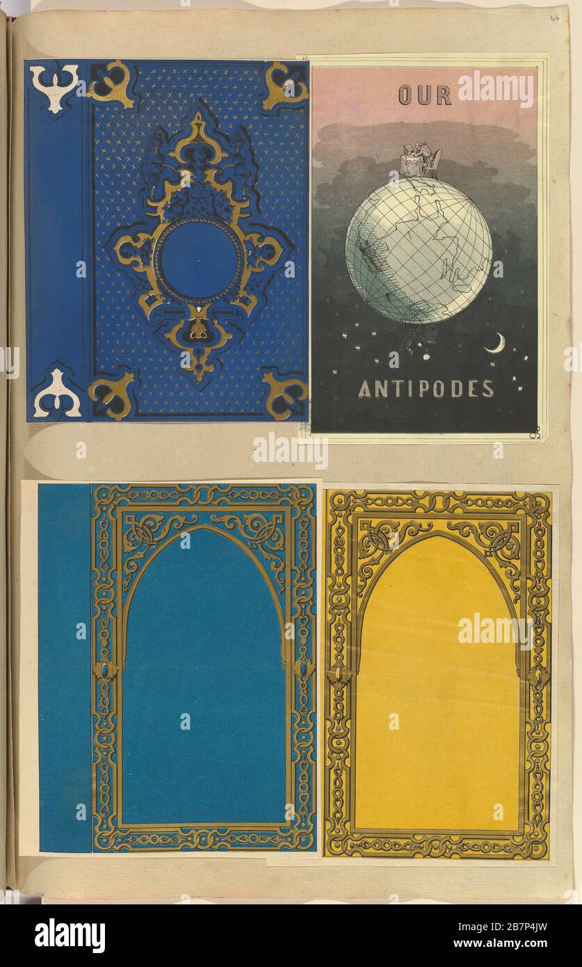 Four Lithographed Bookcovers, One for Our Antipodes, 1845-70. Stock Photo