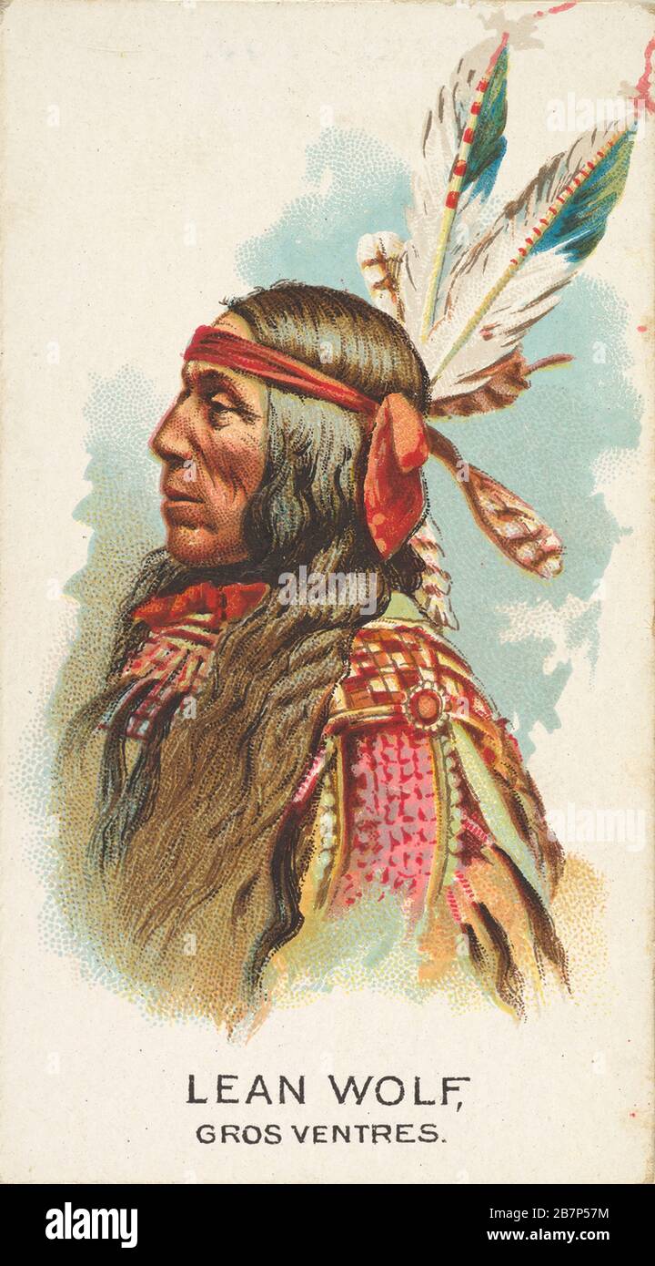 Lean Wolf, Gros Ventres, from the American Indian Chiefs series (N2) for Allen &amp; Ginter Cigarettes Brands, 1888. Stock Photo