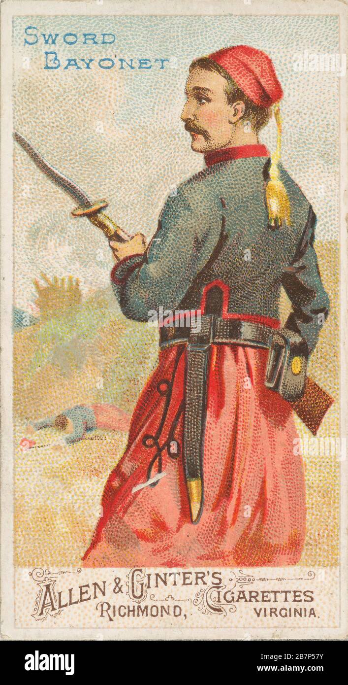 cigarette and sword Sword Bayonet, from the Arms of All Nations series (N3) for Allen &  Ginter Cigarettes Brands, 1887 Stock Photo