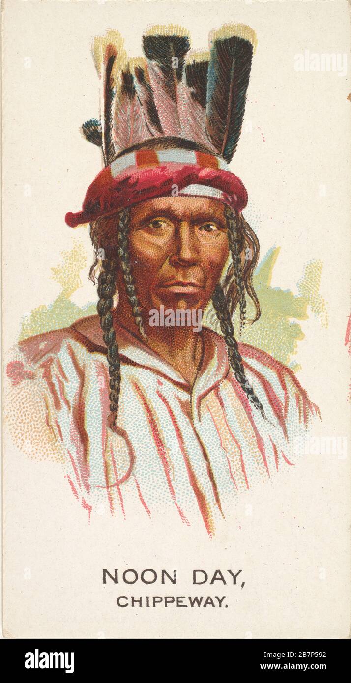 Noon Day, Chippeway, from the American Indian Chiefs series (N2) for Allen &amp; Ginter Cigarettes Brands, 1888. Stock Photo
