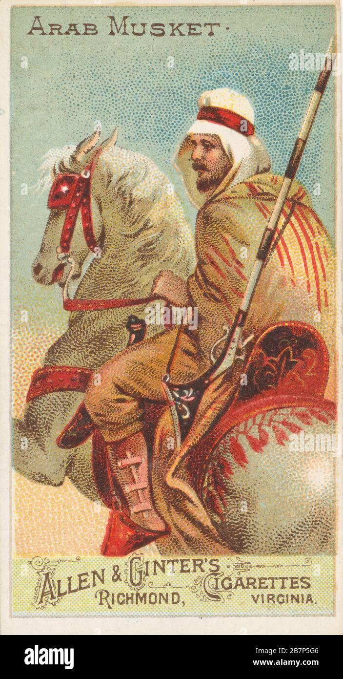 Arab Musket, from the Arms of All Nations series (N3) for Allen &amp; Ginter Cigarettes Brands, 1887. Stock Photo
