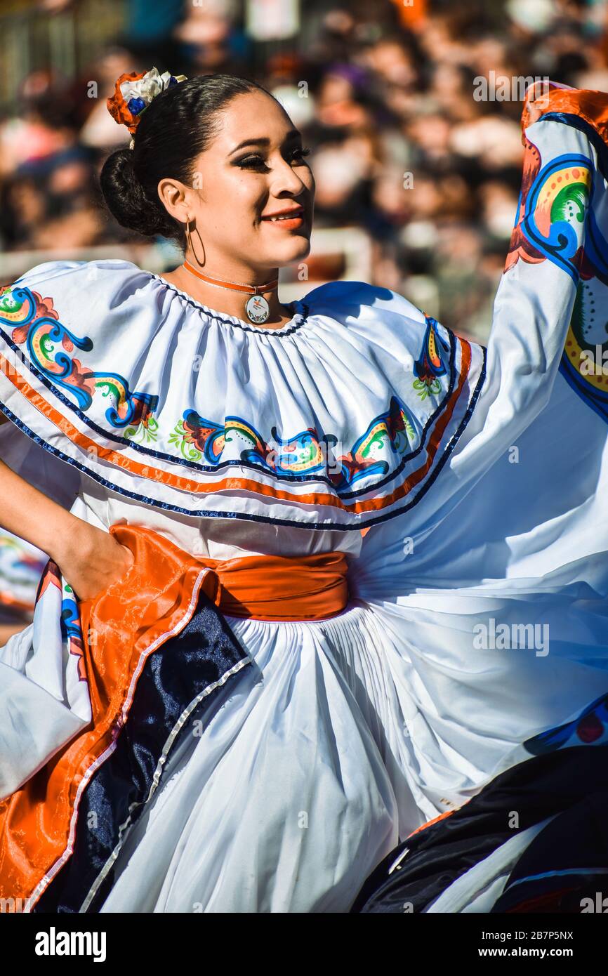 Dancing Mexican Beauty at the Rose Parade Stock Photo