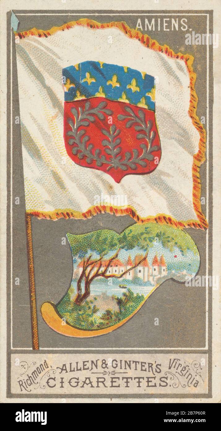 Amiens, from the City Flags series (N6) for Allen &amp; Ginter Cigarettes Brands, 1887. Stock Photo