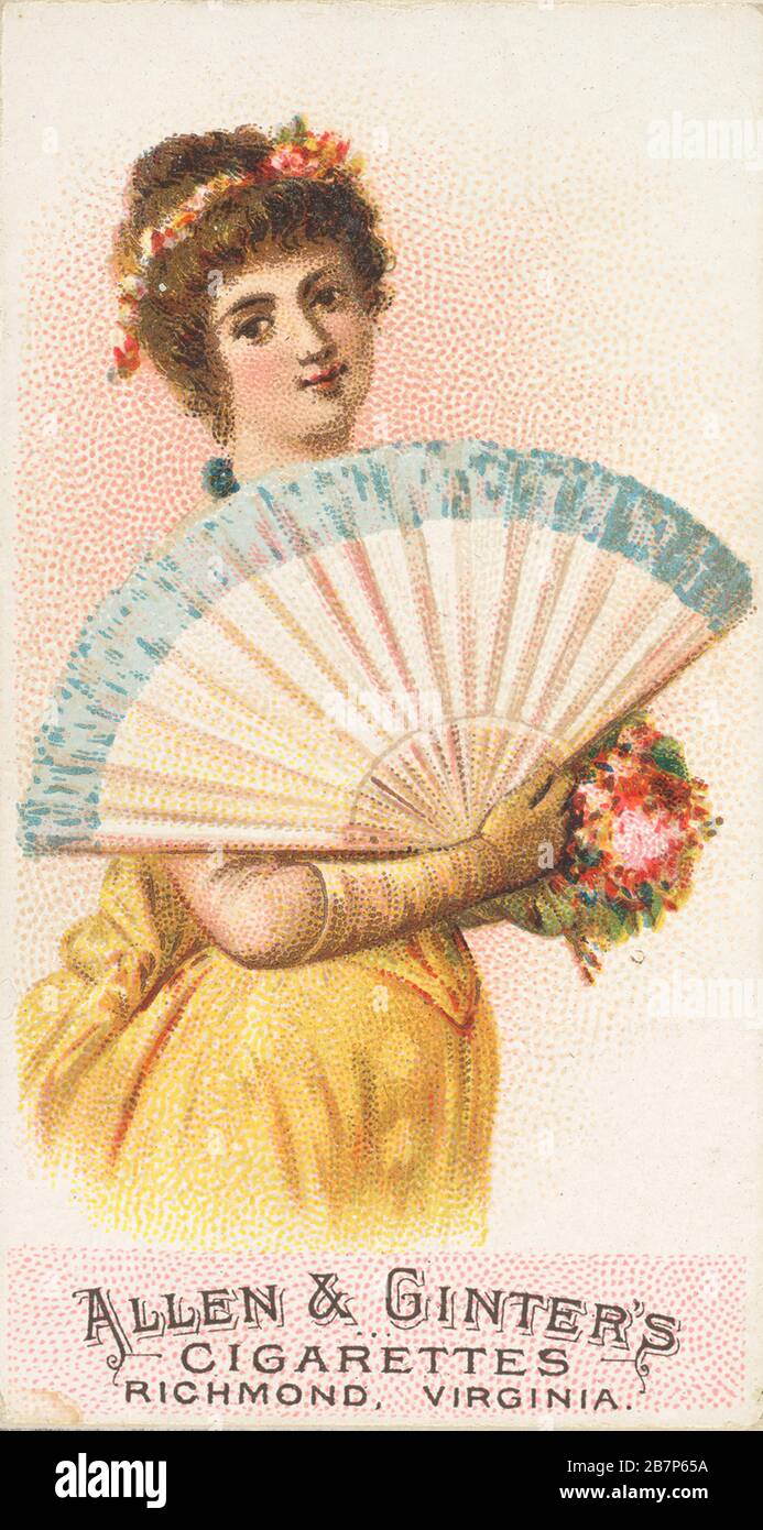 Plate 10, from the Fans of the Period series (N7) for Allen &amp; Ginter Cigarettes Brands, 1889. Stock Photo