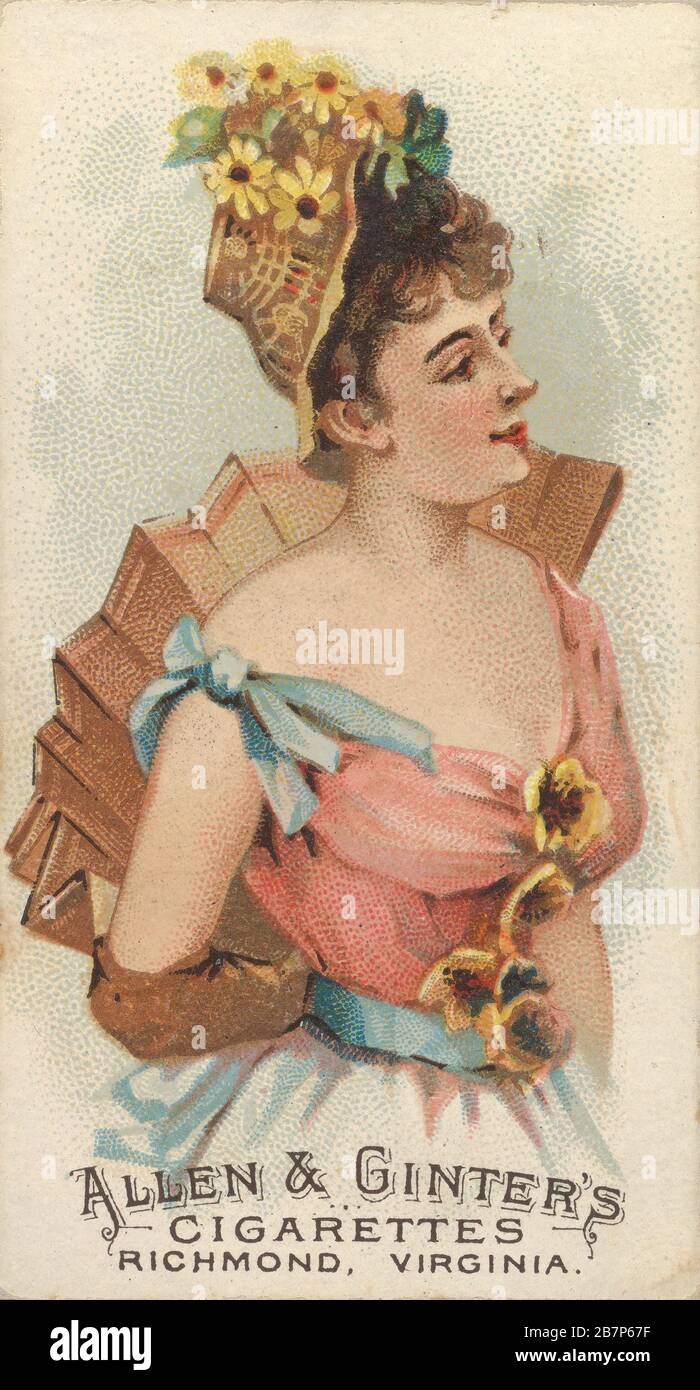 Plate 31, from the Fans of the Period series (N7) for Allen &amp; Ginter Cigarettes Brands, 1889. Stock Photo
