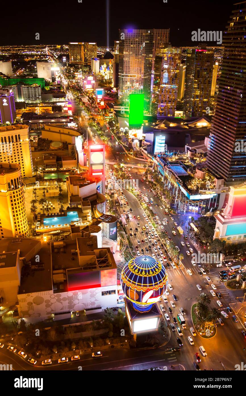 Night view of strip in Las Vegas Stock Photo