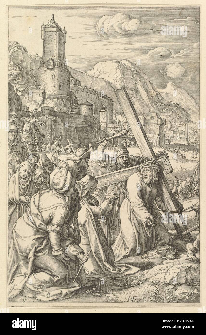 Christ Carrying the Cross, from The Passion of Christ, ca. 1598-1617. After Hendrick Goltzius Stock Photo