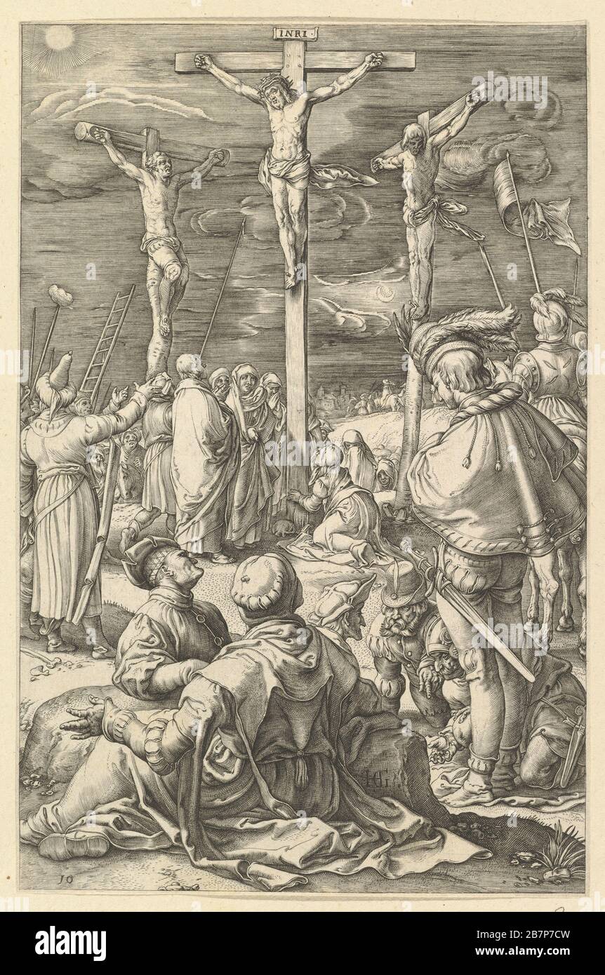 Christ on the Cross, from The Passion of Christ, ca. 1598-1617. After Hendrick Goltzius Stock Photo