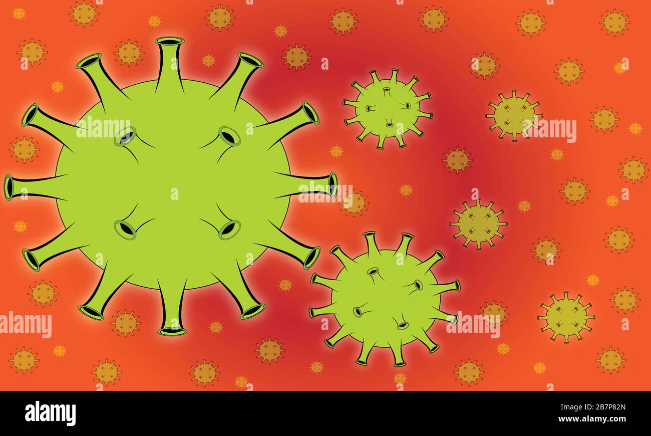 Illustration of a virus corona with a caption and layout Stock Photo